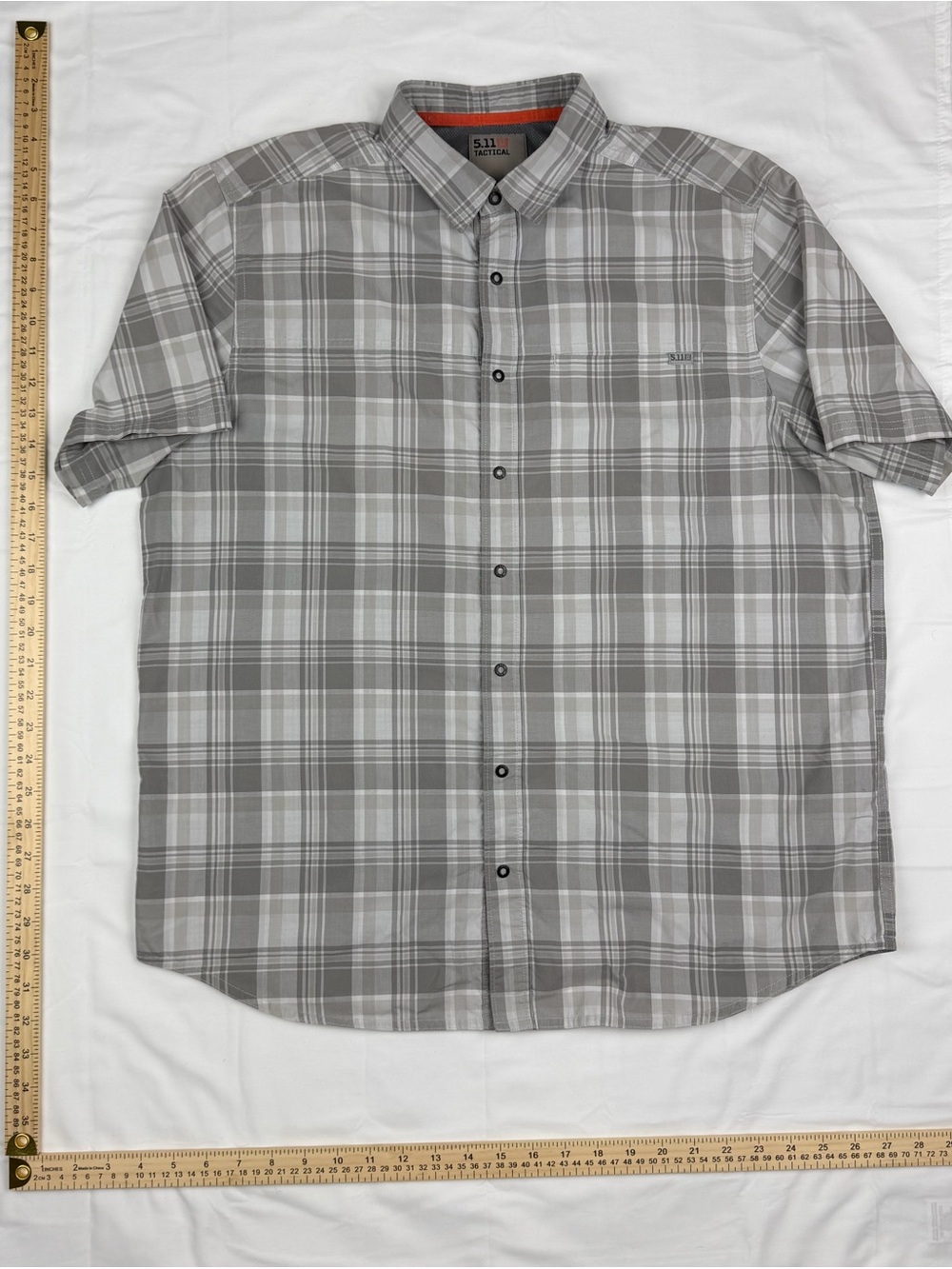 5.11 Tactical Gray Plaid Short Sleeve Button-Down Shirt
